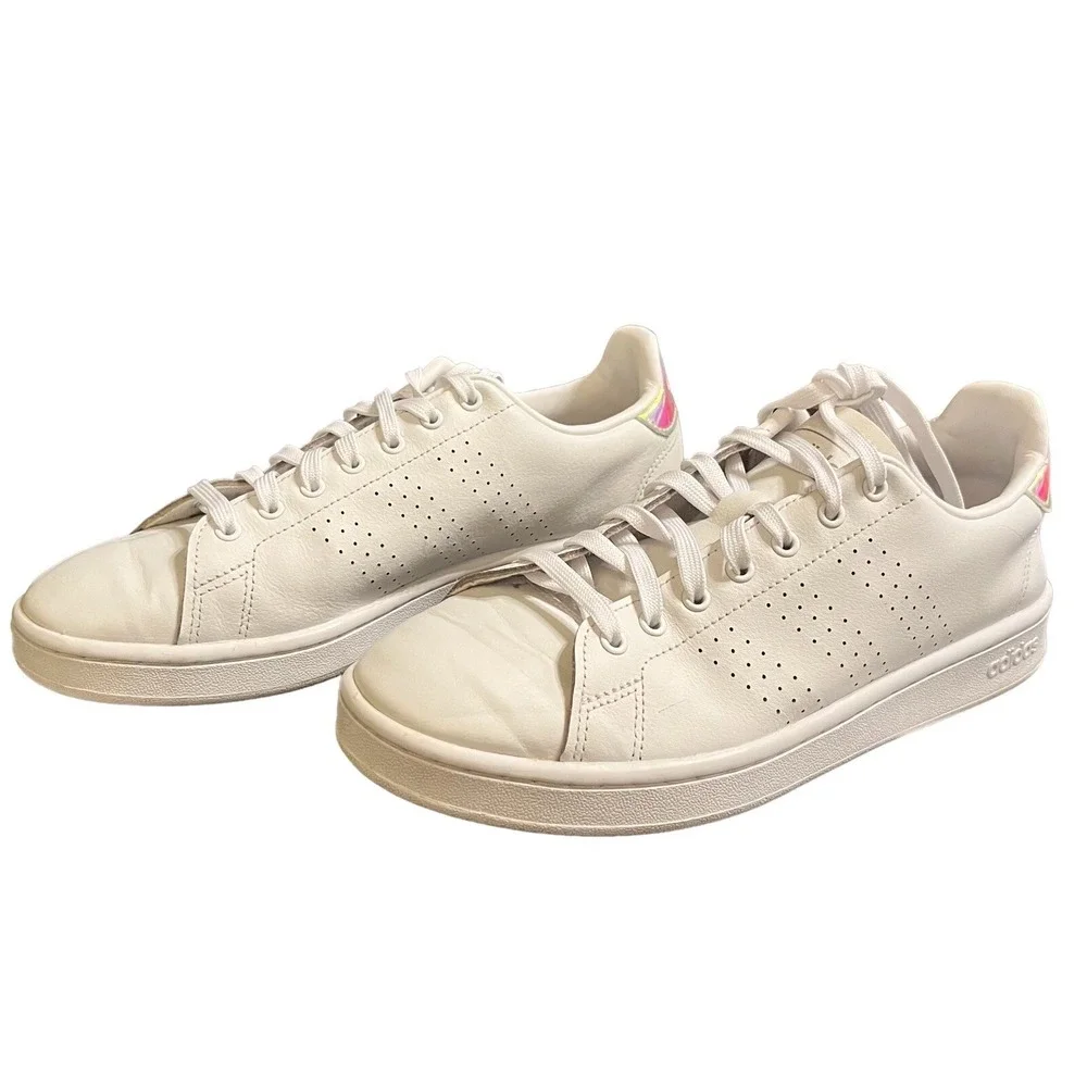 Adidas Cloudfoam Sneakers Shoes Womens Size 10 White Leather Lightweight Workout